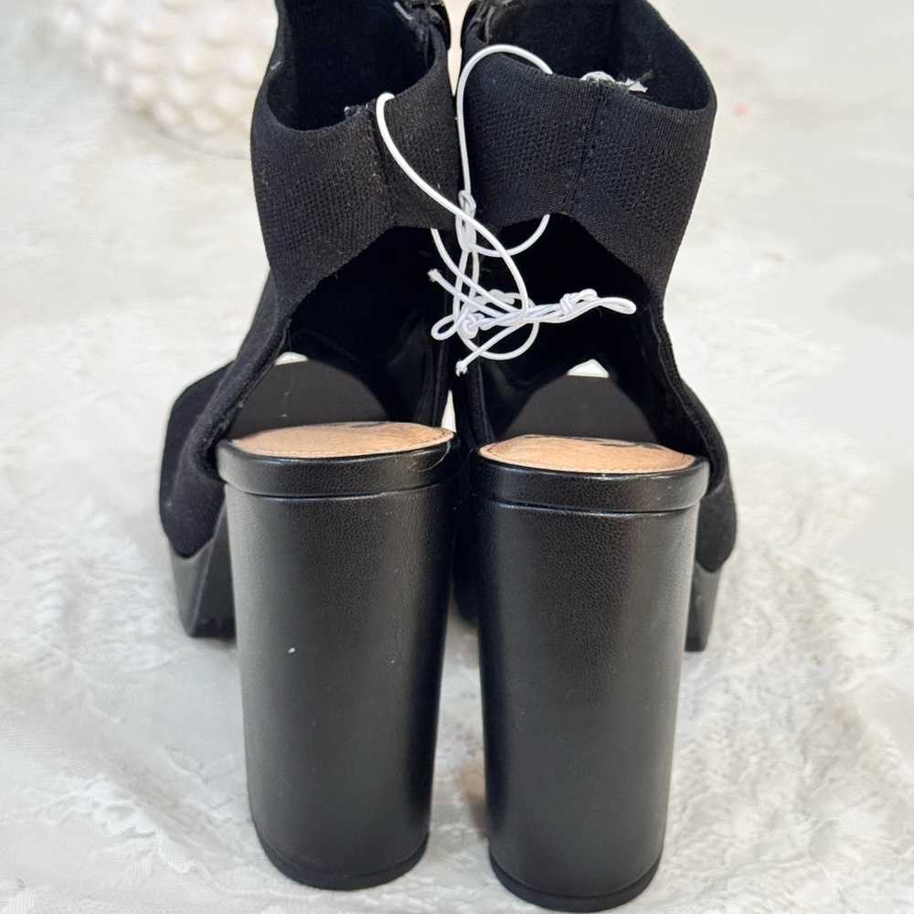 Black Peep-Toe Ankle Boots - Picture 4 of 5